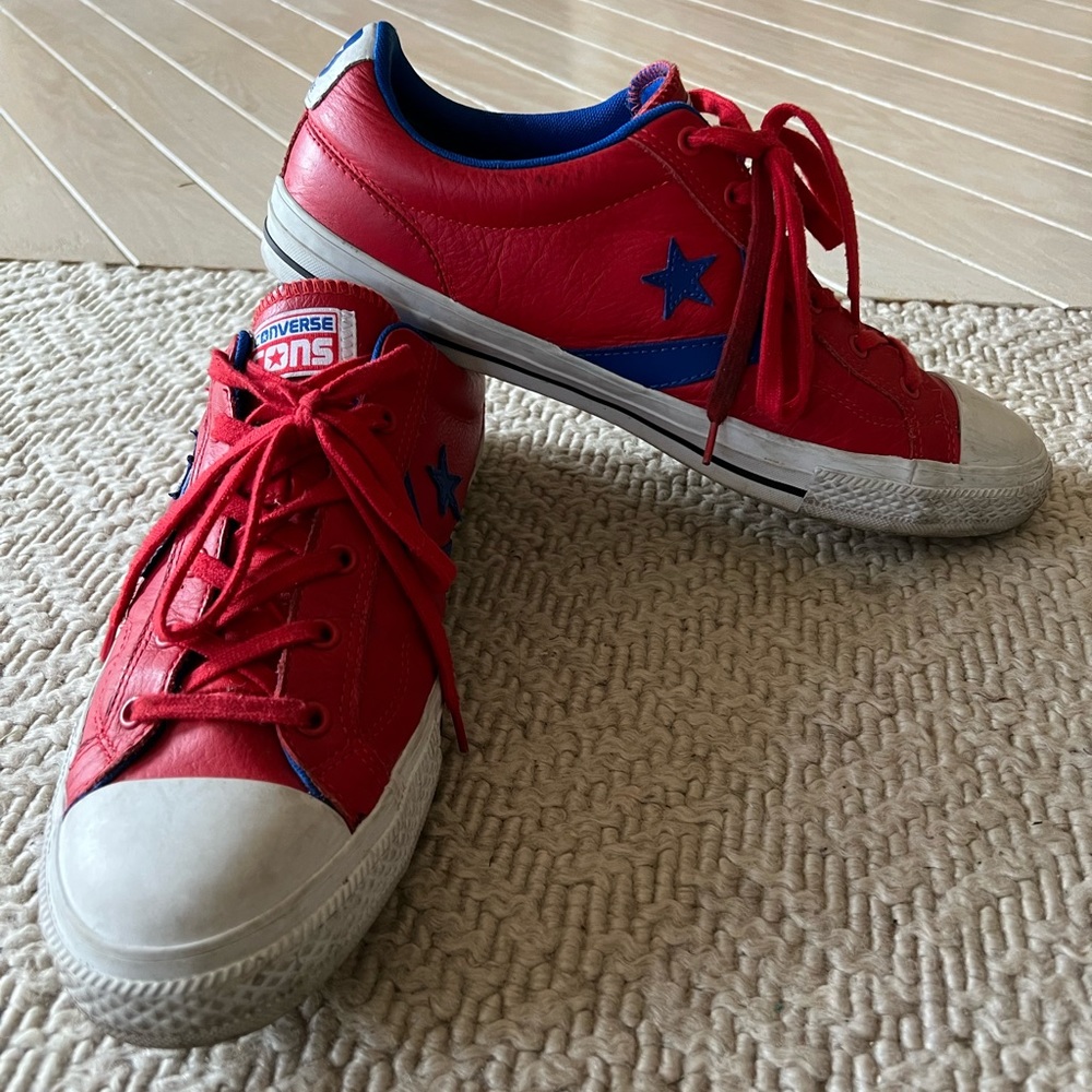 Converse CONS Red Leather with Blue Trim - 11.5